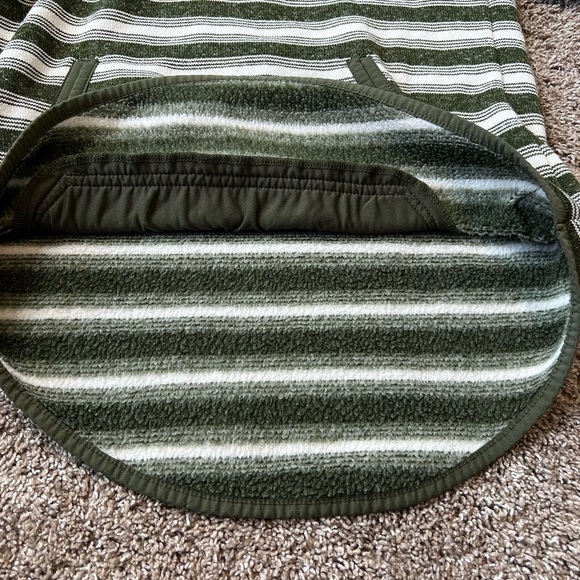 Eddie Bauer Army Green Cream Stripe Radiator Fleece Lined Hooded Sweater Small - Picture 11 of 13